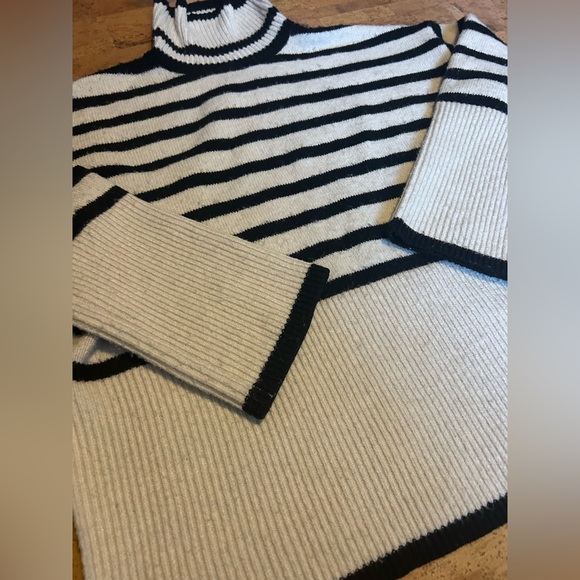 Oak + Fort Striped Black and White Turtleneck Sweater - Picture 5 of 10